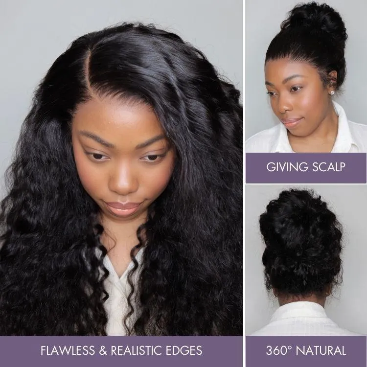 Water Wave 360 Lace Long Wig 100% Human Hair Pre-bleached & Pre-plucked & Pre-Cut Lace