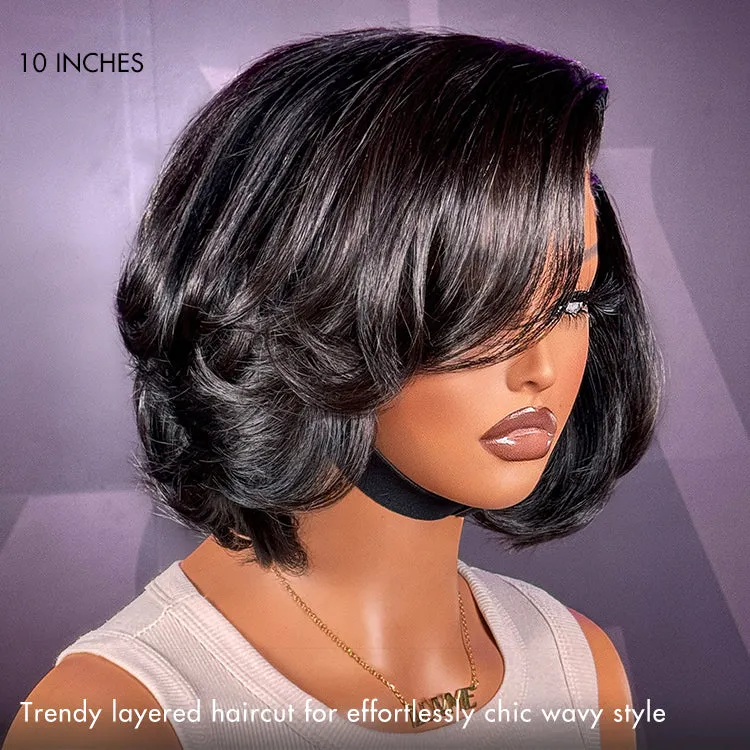 Weekly Special | PreMax Wigs - Chic & Natural Layered Bob Wig Ear-to-Ear Wide T Lace Glueless Human Hair Wig Pre-Cut Lace