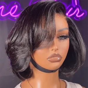 Weekly Special | PreMax Wigs - Chic & Natural Layered Bob Wig Ear-to-Ear Wide T Lace Glueless Human Hair Wig Pre-Cut Lace