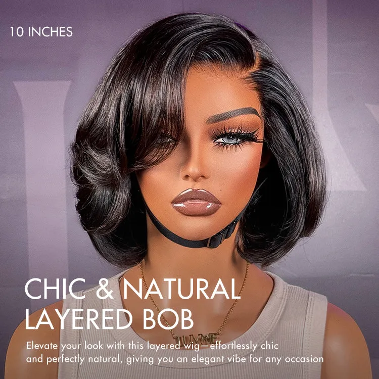 Weekly Special | PreMax Wigs - Chic & Natural Layered Bob Wig Ear-to-Ear Wide T Lace Glueless Human Hair Wig Pre-Cut Lace