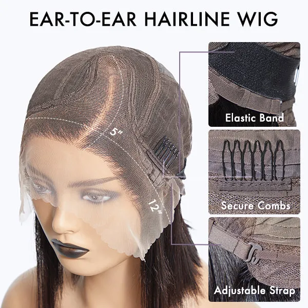 Weekly Special | PreMax Wigs - Chic & Natural Layered Bob Wig Ear-to-Ear Wide T Lace Glueless Human Hair Wig Pre-Cut Lace